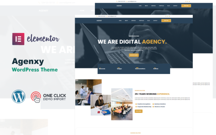 Agenxy Yaratıcı Ajans BT Elementor WordPress Teması
