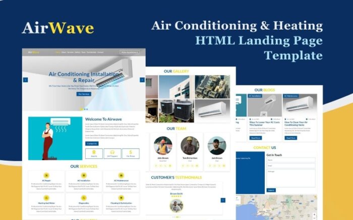 AirWave - Klima ve ısıtma HTML Açılış Sayfası Şablonu