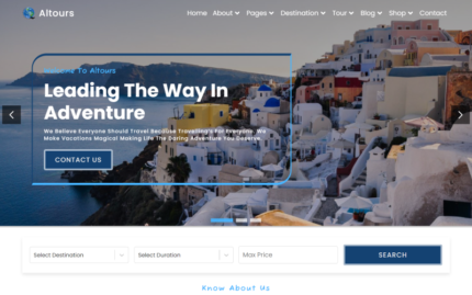 Altours - Seyahat Acentesi React Web Sitesi Şablonu