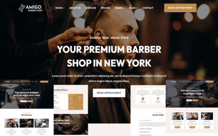 Amigo - Berber Dükkanı Duyarlı HTML5 Web Sitesi Şablonu