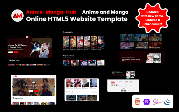 Anime&Manga-Hub - Anime ve Manga Çevrimiçi HTML5 Web Sitesi Şablonu