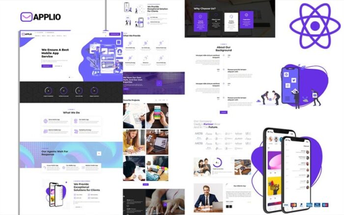 Applio Startup Mobil Uygulaması React Js Web Sitesi Şablonu