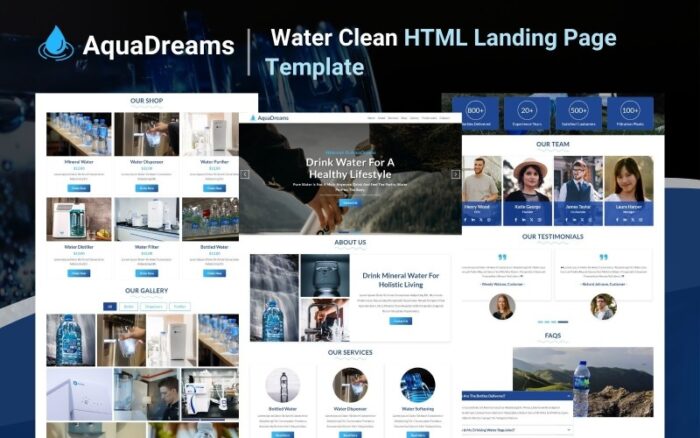 AquaDreams - Water Clean HTML5 Açılış Sayfası Şablonu