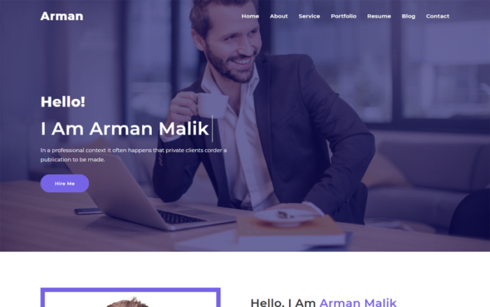 Arman Minimal Kişisel Portföy Web Sitesi Şablonu