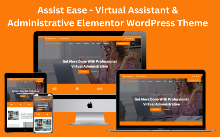 Assist Ease - Sanal Asistan ve Yönetici Elementor WordPress Teması