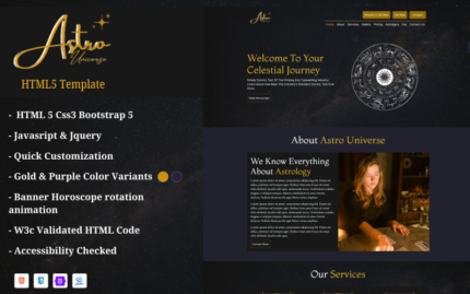 AstroEvren | Astrologlar ve Falcılar İçin Tek Sayfa HTML Şablonu