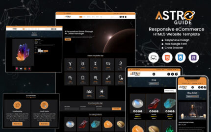 AstroGuide - Burçlar, Doğum Tabloları ve Manevi İçgörü için Özelleştirilebilir Astroloji HTML Şablonu