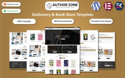 Author Zone - Kırtasiye ve Kitapçı WooCommerce Elementor Şablonu