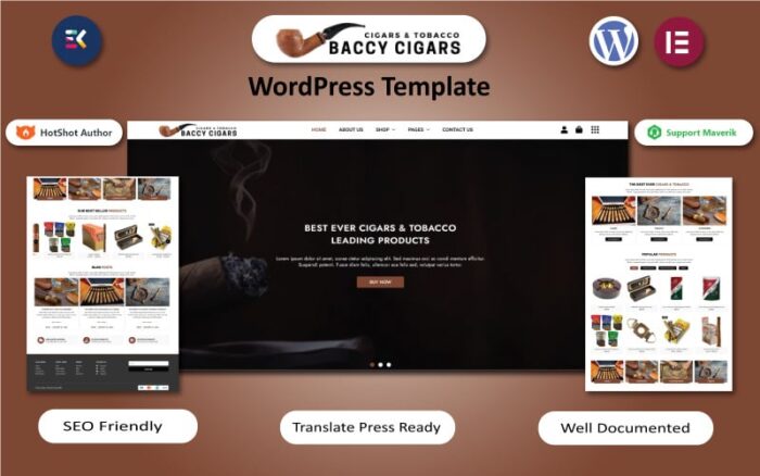 Baccy Puroları - Puro ve Tütün WordPress Elementor Şablonu