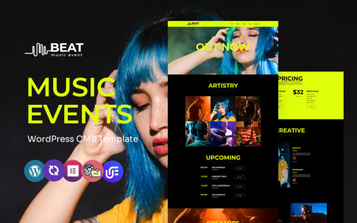 Beat - Müzik Etkinlikleri Çok Amaçlı WordPress Elementor Teması