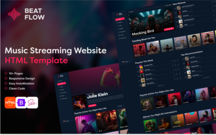 BeatFlow: Gruplar ve Sanatçılar için Mükemmel Müzik HTML Şablonu