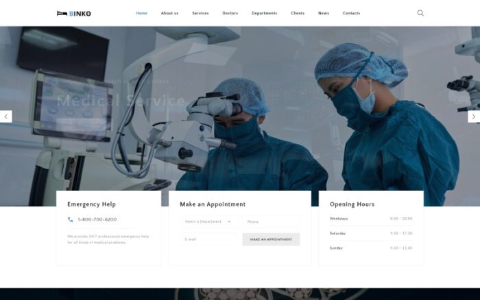Binko - Fütüristik Özel Kliniği HTML Açılış Sayfası Şablonu