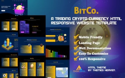 BitCo - ticaret ve kripto para birimi HTML Açılış Sayfası Duyarlı web sitesi Şablonu