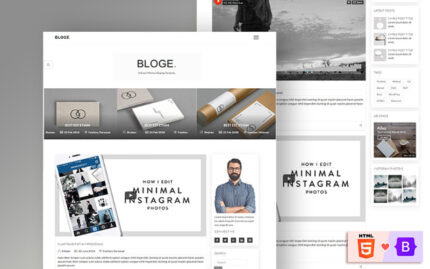 BLOGE Minimal Blog Web Sitesi Şablonu