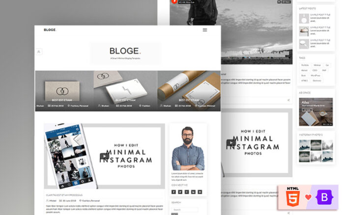 BLOGE Minimal Blog Web Sitesi Şablonu