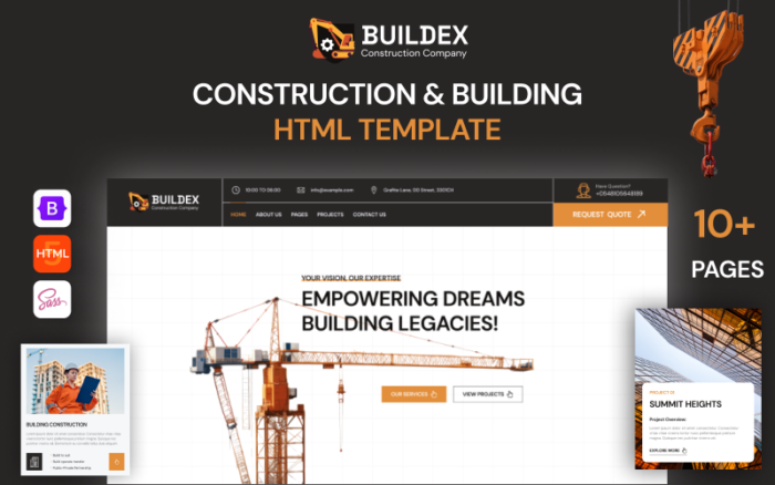 Buildex - Kapsamlı İnşaat ve İnşaat Şirketi HTML5 Web Sitesi Şablonu