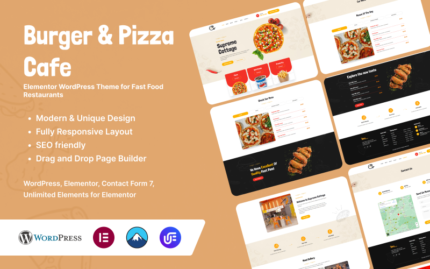 Burger & Pizza Cafe - Fast Food Restoranları için Elementor WordPress Teması