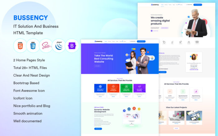 Bussency - BT Çözümü ve İş HTML5 Şablonu