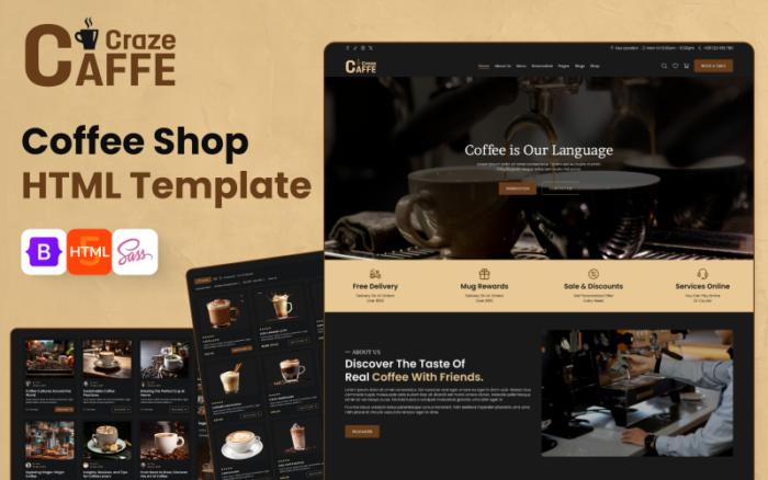 Caffe Craze: Aromatik Estetik - Trendi Belirleyen Kahve Dükkanınız için Premium HTML Şablonu