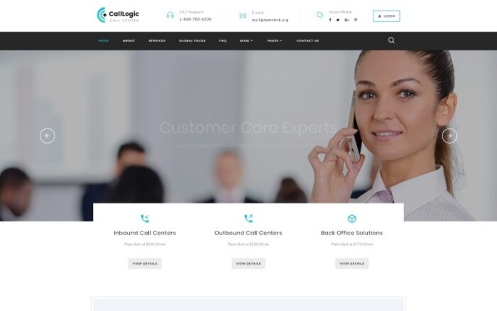 CallLogic - Çağrı Merkezi Çok Sayfalı HTML5 Web Sitesi Şablonu