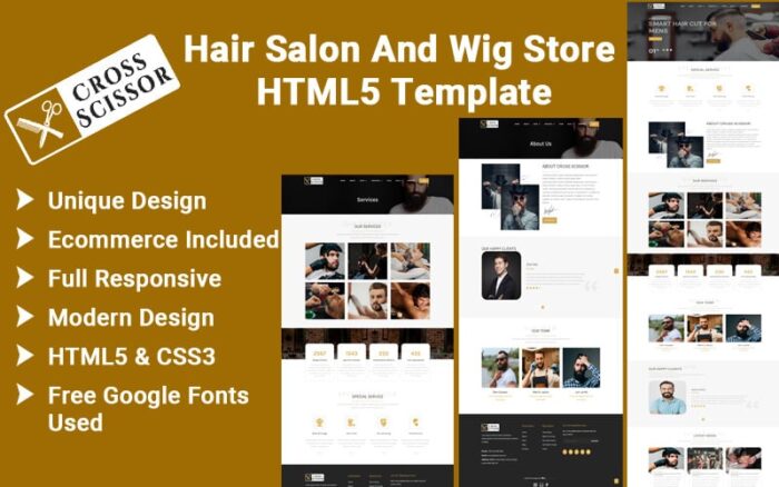 Çapraz Makas - Kuaför Ve Peruk Mağazası HTML5 Şablonu