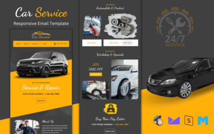 Car Service Pro – Çok Amaçlı Duyarlı E-posta Bülten Şablonu