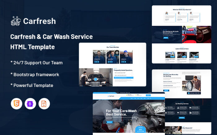 Carfresh – Araba Yıkama Hizmeti Web Sitesi Şablonu