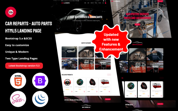 CarReparts - Otomobil Parçaları HTML5 Açılış Sayfası