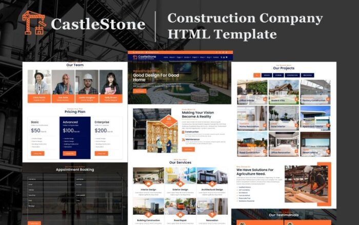 CastleStone - İnşaat Şirketi HTML5 Web Sitesi Şablonu