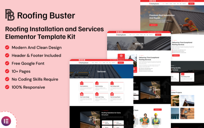 Çatı Kaplama Buster - Çatı Kaplama Kurulum ve Hizmetleri Elementor Şablon Kiti