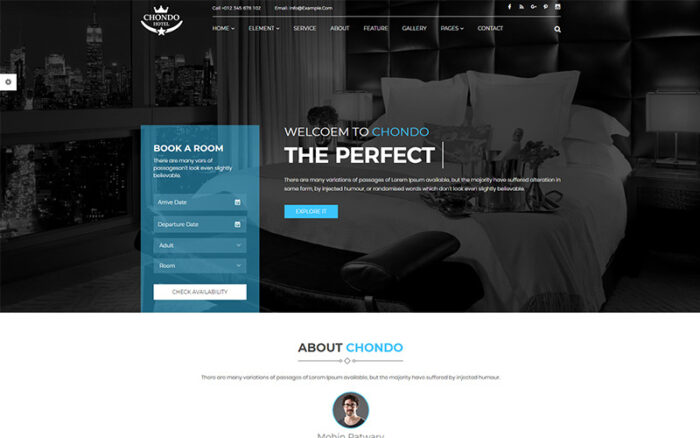 Chondo - Otel HTML Web Sitesi Şablonu