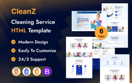 CleanZ - Profesyonel Hizmet Temizleme Web Sitesi HTML Şablonu