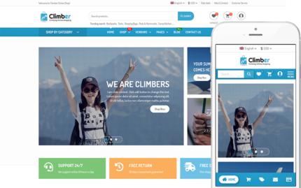 Climber - Çok Satıcılı Pazar Yeri Teması WooCommerce Teması