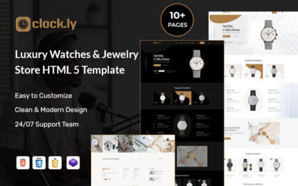 Clockly – Lüks Saatler ve Kuyumcu Mağazası e-Ticaret HTML5 Şablonu