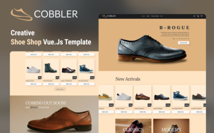 Cobbler - Mükemmel Ayakkabı Mağazası Vue Nuxt Js Web Sitesi Şablonu