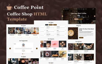 Coffee Point - Kahve Dükkanı Çok Sayfalı HTML5 Web Sitesi Şablonu