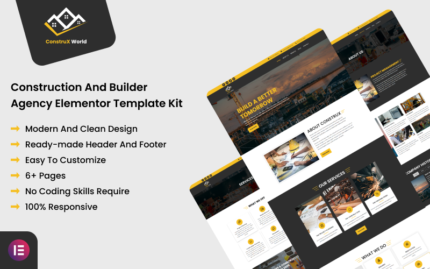 ConstruX World - İnşaat ve İnşaat Ajansı Elementor Şablon Kiti