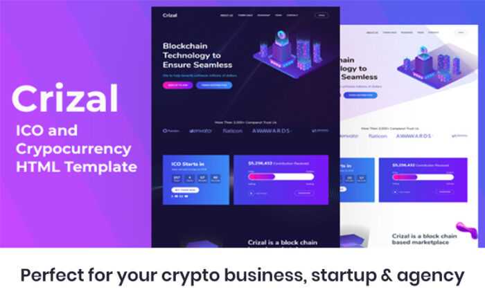 Crizal - Cryptocurrency & ICO Açılış sayfası şablonu