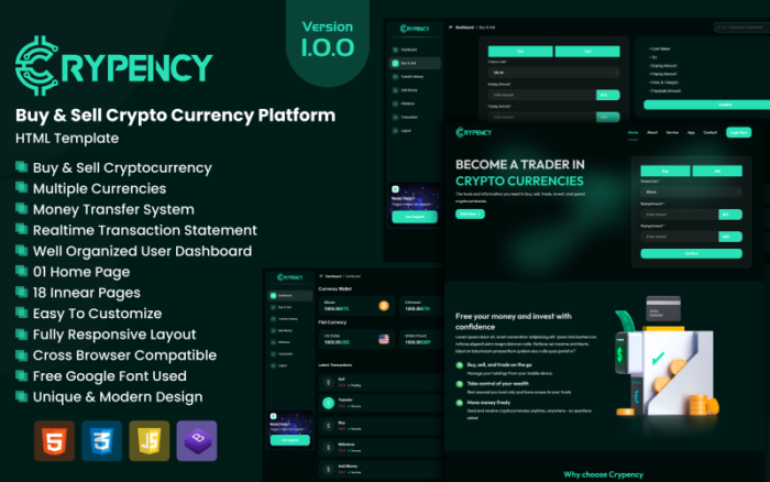 Crypency - Kripto Para Birimi Al & Sat Platformu HTML Şablonu