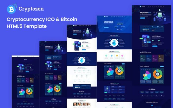 Cryptocurrency ICO ve Bitcoin HTML5 Web sitesi şablonu