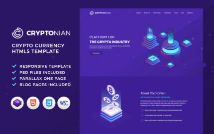 Cryptonian - ICO, Bitcoin ve Cryptocurrency HTML Şablonu