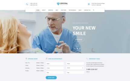 Crystal - Dentistry Clean Bootstrap HTML Açılış Sayfası Şablonu