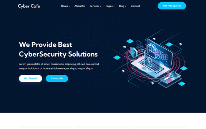 Cybercafe - Siber Güvenlik Hizmetleri HTML5 Web Sitesi Şablonu