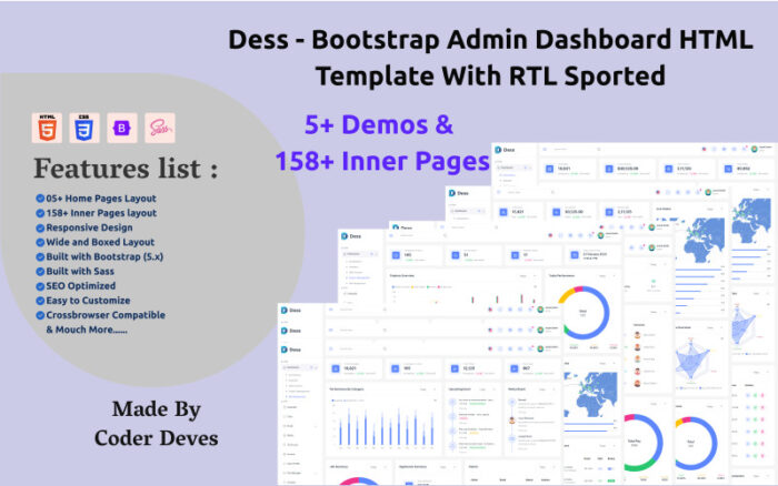 Dess - RTL Sported ile Bootstrap Yönetici Kontrol Paneli HTML Şablonu