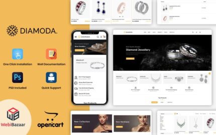 DIAMODA - Duyarlı Mücevher Mağazası OpenCart Şablonu