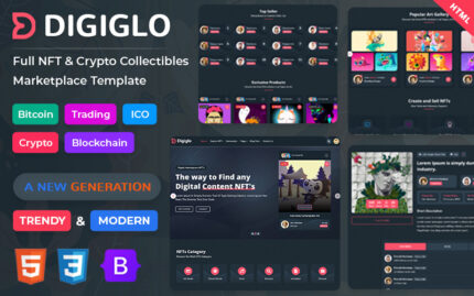 Digiglo - NFT Collectibles Marketplace HTML5 Şablonu