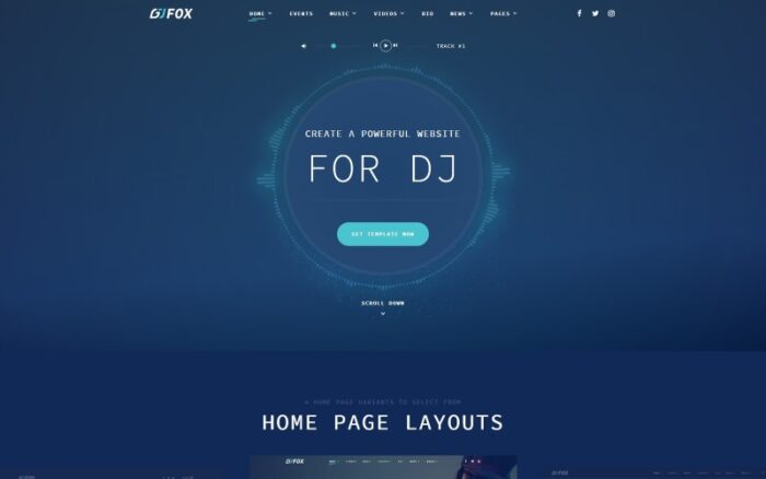 DJ FOX - DJ Çok Sayfalı Yaratıcı Önyükleme HTML Web Sitesi Şablonu