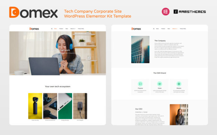 DOMEX - Tech Company Kurumsal WordPress Elementor Kiti