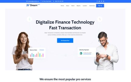 DreamHub - Fintech Landing WordPress Teması