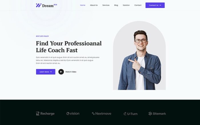 DreamHub Yaşam Koçu ve Yaşam Tarzı HTML5 Şablonu